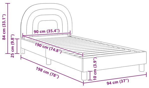 VidaXL Gyerekágy kerettel fejtámlával Rózsaszín 90 x 190 cm Bársony