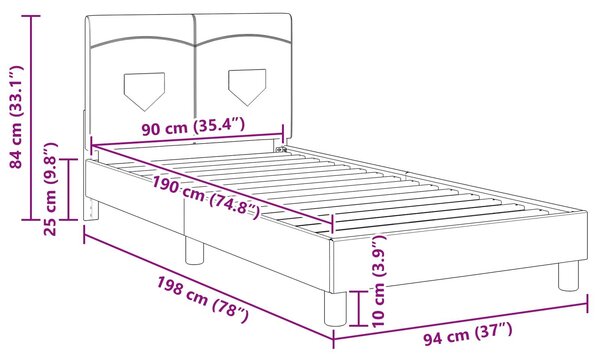 VidaXL Gyerekágy kerettel fejtámlával Sötétszürke 90 x 190 cm szövet