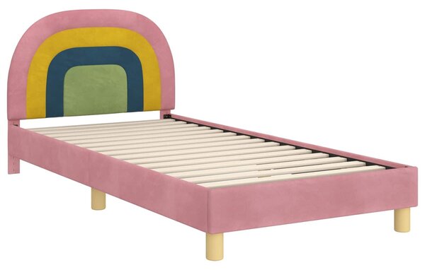 VidaXL Gyerekágy kerettel fejtámlával Rózsaszín 80 x 200 cm Bársony