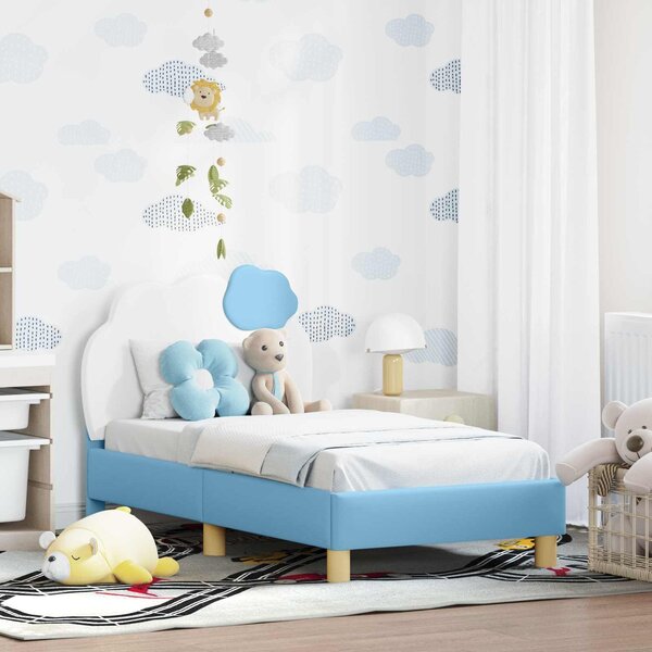 VidaXL Gyerekágy keret fejtámlával fejtámlával Kék 70 x 140 cm PU