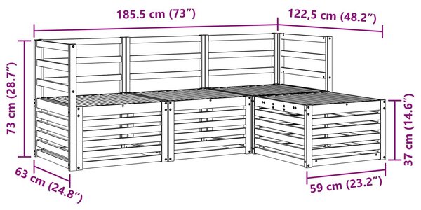 VidaXL Kültéri kanapé szett 4 pcs Fehér Tömör Akácfa