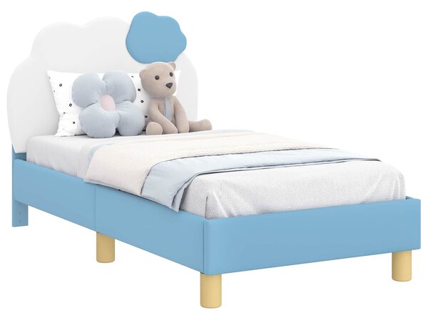 VidaXL Gyerekágy keret fejtámlával fejtámlával Kék 70 x 140 cm PU