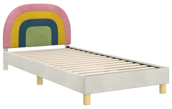 VidaXL Gyerekágy kerettel fejtámlával Krém 80 x 200 cm Bársony