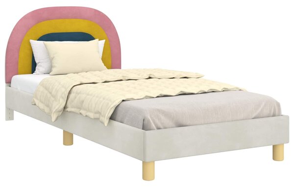 VidaXL Gyerekágy kerettel fejtámlával Krém 80 x 200 cm Bársony