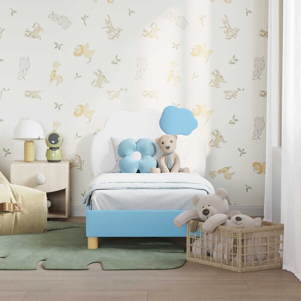VidaXL Gyerekágy keret fejtámlával fejtámlával Kék 70 x 140 cm PU