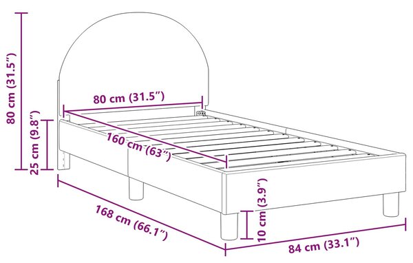 VidaXL Gyerekágy kerettel fejtámlával Krémszínű 80 x 160 cm Bouclé