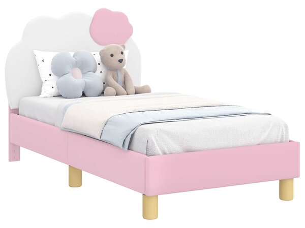 VidaXL Gyerekágy keret fejtámlával Rózsaszín 70 x 140 cm PU