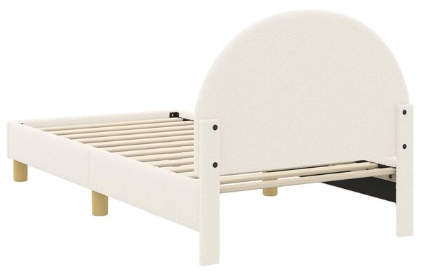 VidaXL Gyerekágy kerettel fejtámlával Krémszínű 80 x 160 cm Bouclé