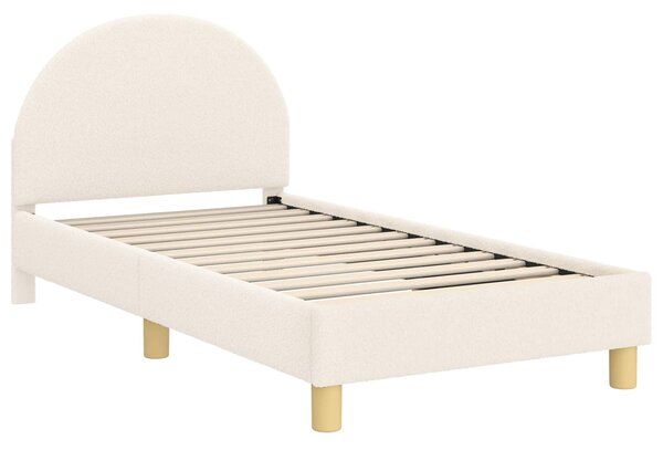 VidaXL Gyerekágy kerettel fejtámlával Krémszínű 80 x 160 cm Bouclé