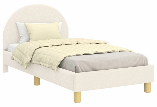 VidaXL Gyerekágy kerettel fejtámlával Krémszínű 80 x 160 cm Bouclé