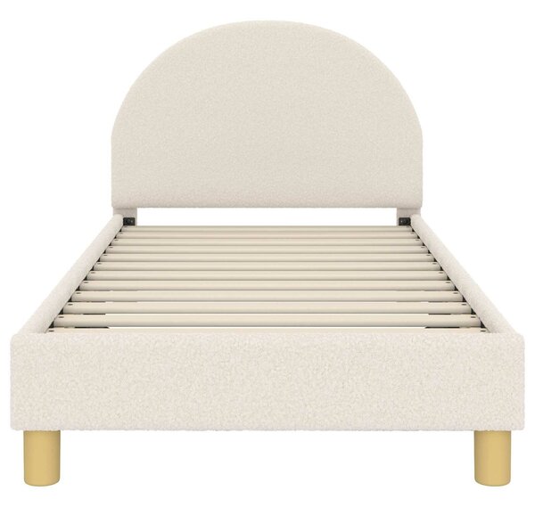 VidaXL Gyerekágy kerettel fejtámlával Krémszínű 80 x 160 cm Bouclé