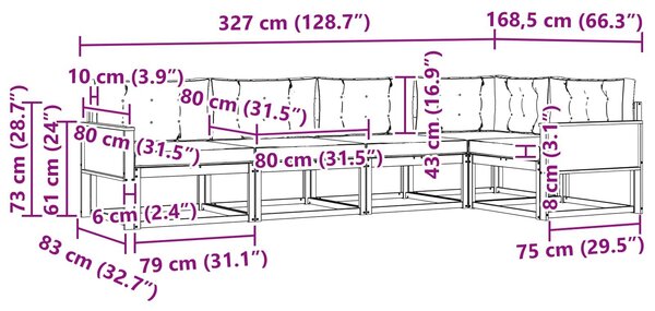 VidaXL Kültéri kanapé szett 5 pcs Természetes és krémszínű