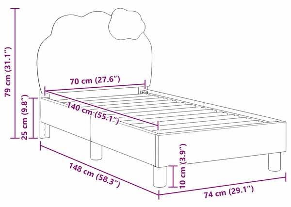 VidaXL Gyerekágy keret fejtámlával Rózsaszín 70 x 140 cm PU