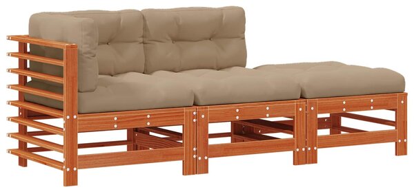 VidaXL Kerti lounge szett 3 pcs Viaszbarna Tömör Fenyőfa