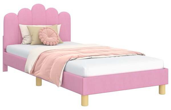 VidaXL Gyerekágy kerettel fejtámlával Rózsaszín 80 x 200 cm Szövet