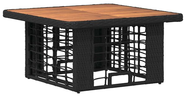 VidaXL Kert étkező szett 3 pcs Fekete és Szürke Poli Rattan és Akácfa