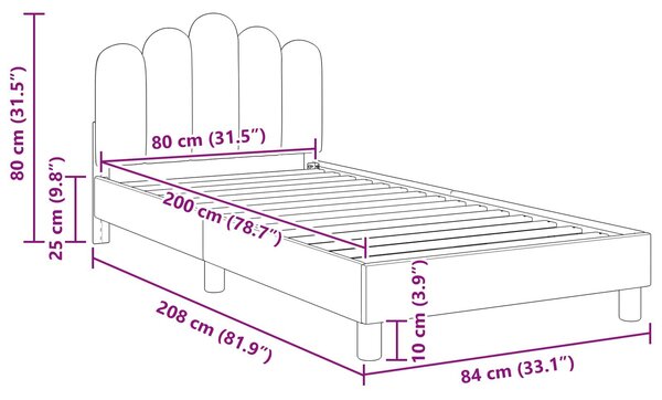 VidaXL Gyerekágy kerettel fejtámlával Sötétszürke 80 x 200 cm Szövet