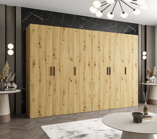 Ruhásszekrény 300 cm Borry 1 (artisan tölgy + fekete)