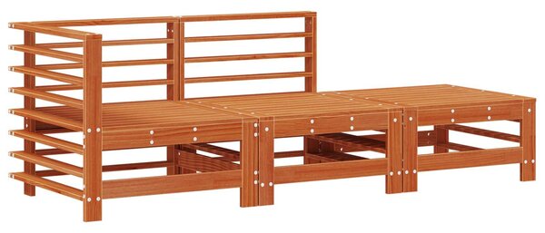 VidaXL Kerti lounge szett 3 pcs Viaszbarna Tömör Fenyőfa