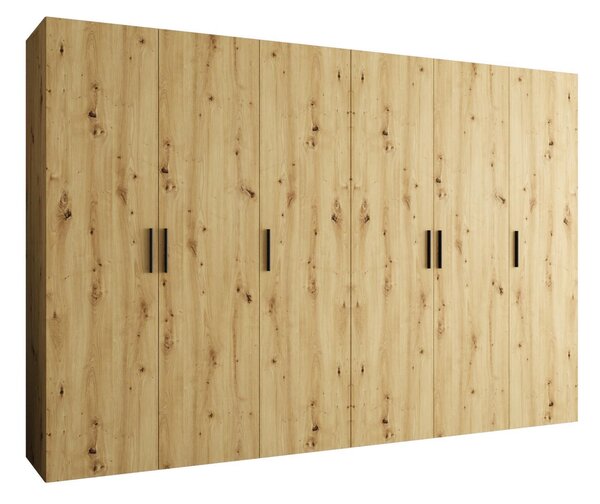 Ruhásszekrény 300 cm Borry 1 (artisan tölgy + fekete)