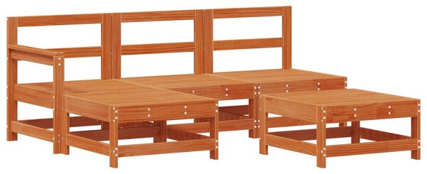 VidaXL Kerti lounge szett 5 pcs Viaszbarna Tömör Fenyőfa
