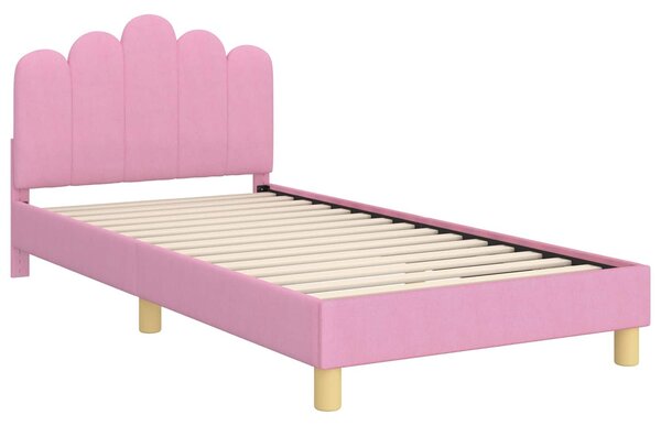 VidaXL Gyerekágy kerettel fejtámlával Rózsaszín 80 x 200 cm Szövet