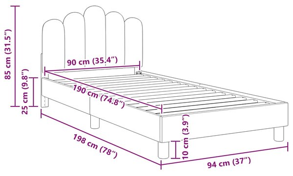 VidaXL Gyerekágy kerettel fejtámlával Farmerkék 90 x 190 cm Szövet