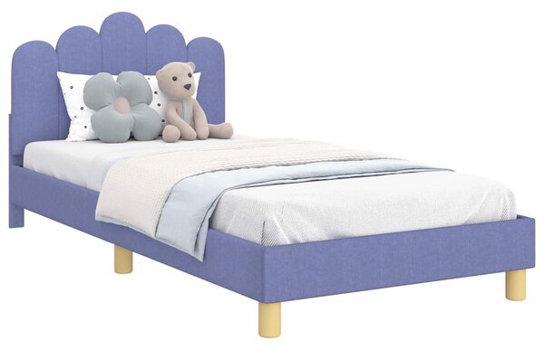 VidaXL Gyerekágy kerettel fejtámlával Farmerkék 90 x 190 cm Szövet