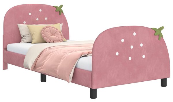VidaXL Gyerekágy kerettel fejtámlával Rózsaszín 80 x 200 cm Bársony