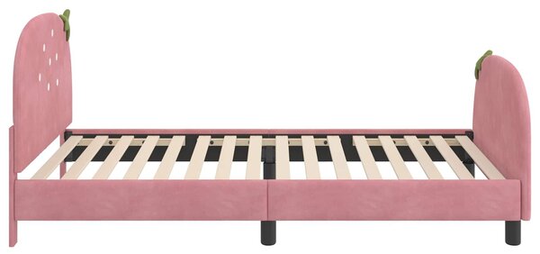VidaXL Gyerekágy kerettel fejtámlával Rózsaszín 80 x 200 cm Bársony