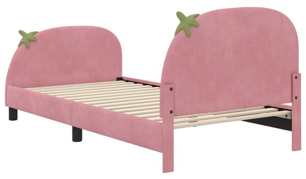 VidaXL Gyerekágy kerettel fejtámlával Rózsaszín 80 x 200 cm Bársony