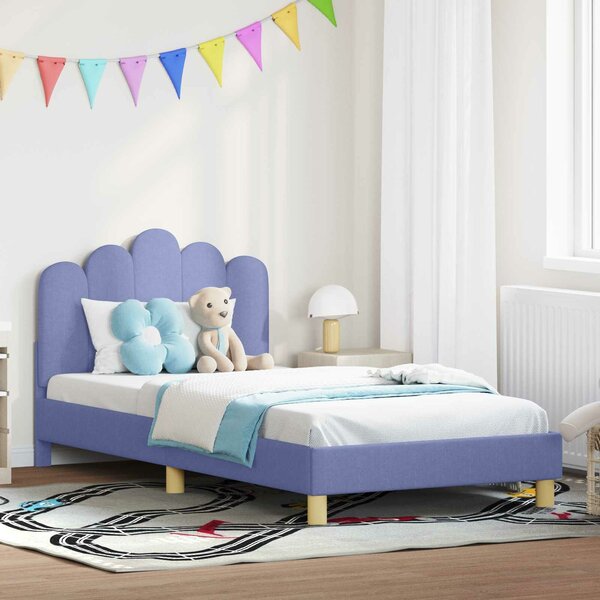VidaXL Gyerekágy kerettel fejtámlával Farmerkék 90 x 190 cm Szövet