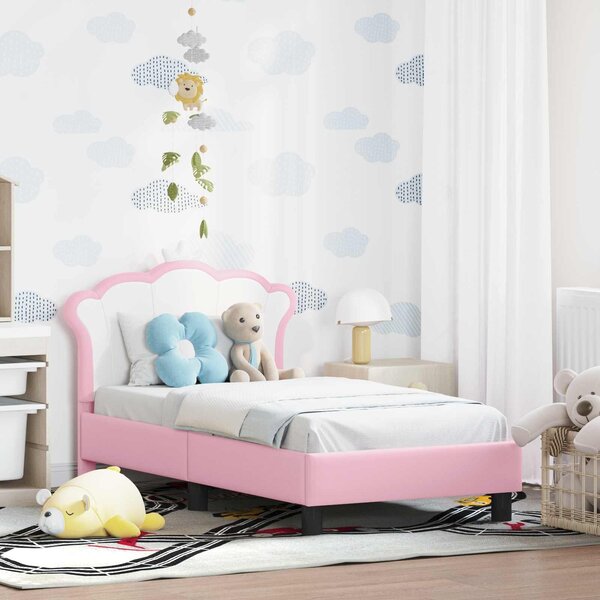 VidaXL Gyerekágy keret fejtámlával Rózsaszín 70 x 140 cm PU