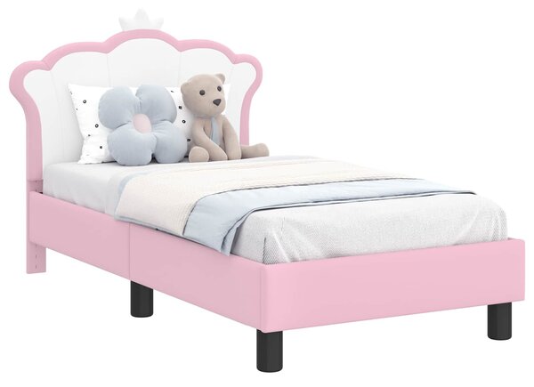 VidaXL Gyerekágy keret fejtámlával Rózsaszín 70 x 140 cm PU