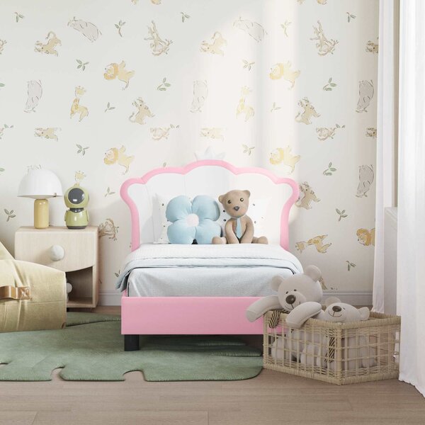 VidaXL Gyerekágy keret fejtámlával Rózsaszín 70 x 140 cm PU