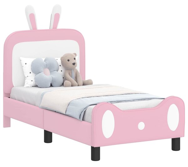 VidaXL Gyerekágy keret fejtámlával Rózsaszín 70 x 140 cm PU