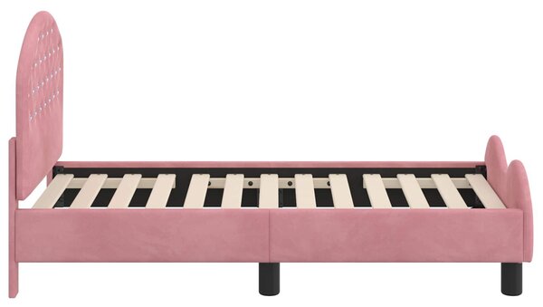 VidaXL Gyerekágy keret fejtámlával Rózsaszín 70 x 140 cm Bársony