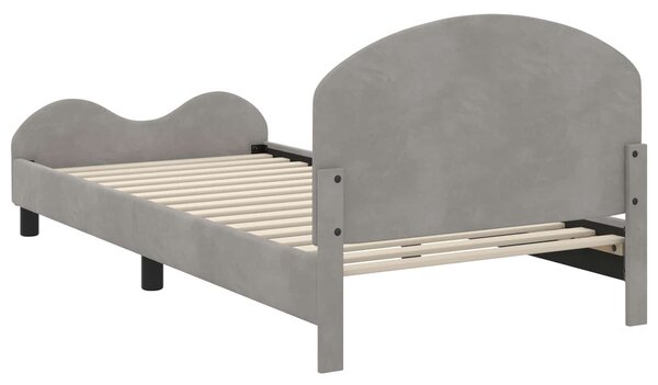 VidaXL Gyerekágy kerettel Világosszürke 80 x 200 cm Bársony