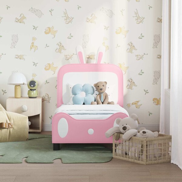 VidaXL Gyerekágy keret fejtámlával Rózsaszín 70 x 140 cm PU