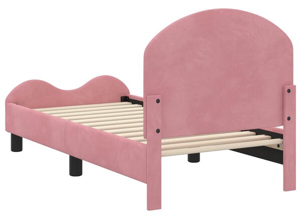 VidaXL Gyerekágy keret fejtámlával Rózsaszín 70 x 140 cm Bársony