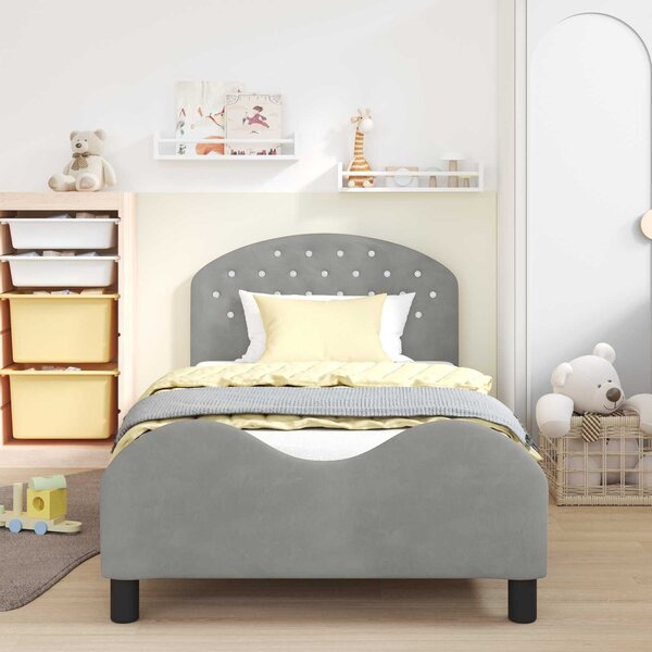 VidaXL Gyerekágy kerettel Világosszürke 80 x 200 cm Bársony