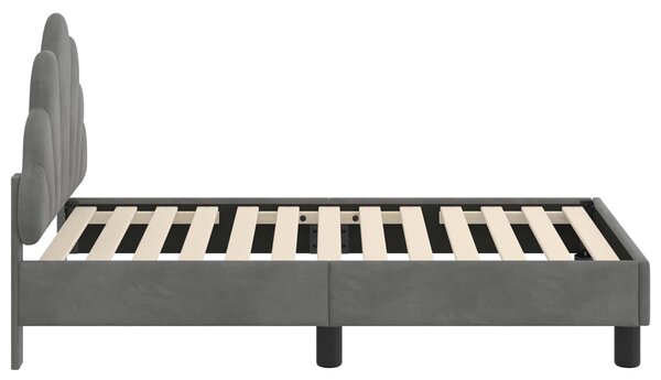 VidaXL Gyerekágy keret fejtámlával Sötétszürke 70 x 140 cm Bársony