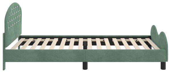 VidaXL Gyerekágy kerettel fejtámlával Tengeri Zöld 80 x 200 cm Bársony