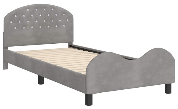 VidaXL Gyerekágy kerettel Világosszürke 80 x 200 cm Bársony