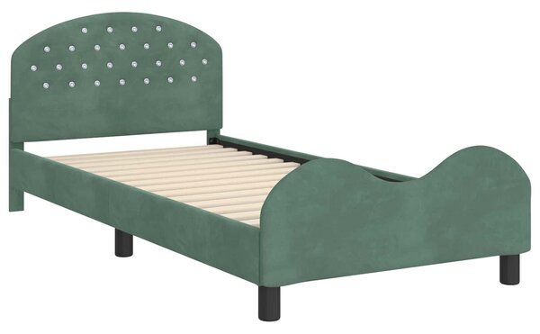 VidaXL Gyerekágy kerettel fejtámlával Tengeri Zöld 80 x 200 cm Bársony