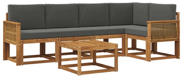 VidaXL Kültéri kanapé szett 6 pcs Természetes és antracit Tömör Akácfa