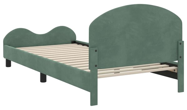 VidaXL Gyerekágy kerettel fejtámlával Tengeri Zöld 80 x 200 cm Bársony