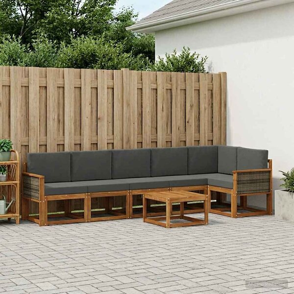 VidaXL Kültéri kanapé szett 7 pcs Természetes és antracit Poliészter