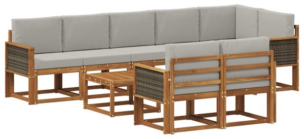 VidaXL Kültéri kanapé szett 9 pcs Természetes és Világosszürke