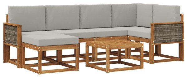 VidaXL Kültéri kanapé szett 7 pcs Természetes és Világosszürke